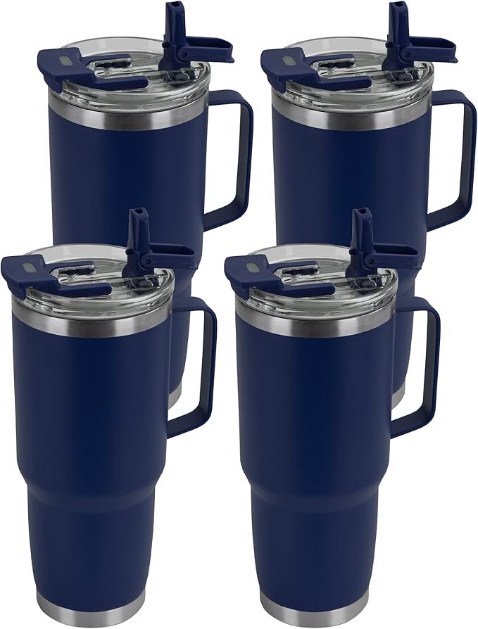 HASLE OUTFITTERS 30oz Tumbler Bulk with Handle, Insulated Travel Coffee Mug Set with Handle Leak-Proof Double Wall Stainless Steel Vacuum Tumblers Pack Metal Cup for Hot and Cold Drink
