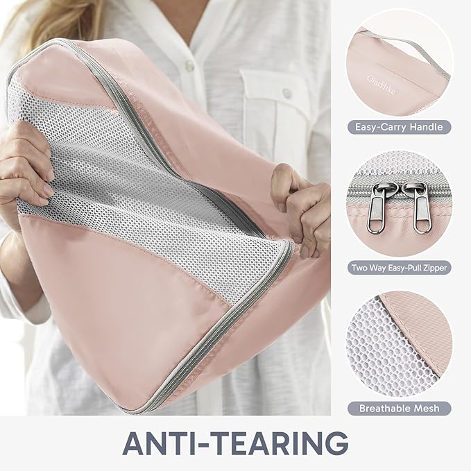 ALL INCLUDED 10 Set Durable Packing Cubes for Suitcases,Gifts for Women Mom, UPGRADED Anti-Tear Stitching, NEW Improved Luggage Packing Organizers for Travel Accessories (Beige)