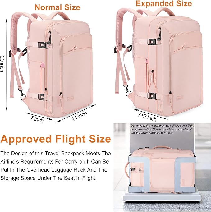 Travel Laptop Backpack,42L Carry on Luggage, Flight Approved Expandable Backpack,Business Anti Theft Weekender Bags for Women Men, Water Resistant Expandable Backpacks With 4 Packing Cubes