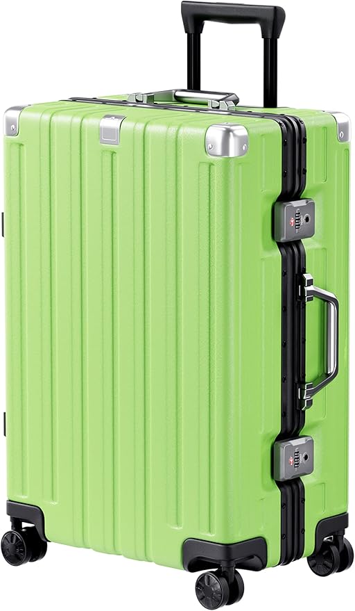 Krute Luggage 24 Inch Aluminum Frame Zipperless Suitcase with Spinner Wheels Checked Luggage PC+ABS Lightweight Hardshell