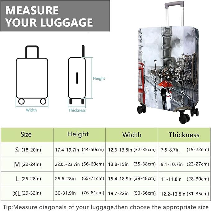 Travel Luggage Cover Suitcase Protector Fits 18-32 Inch Wheel Covers PatternedTravel Related Items Flower Luggage Protector Elastic M