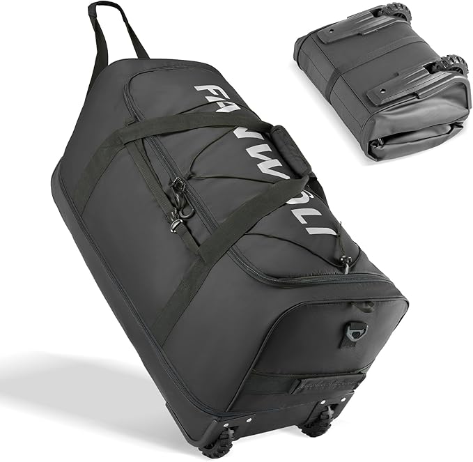 Fanwoli 30'' Rolling Duffel Bag with 2 Wheels - No-Sag Design for Heavy Loads, Expandable 100L-120L Luggage with Soft Handle & Lock, Waterproof Foldable Lightweight with for Travel, Camping,Moving