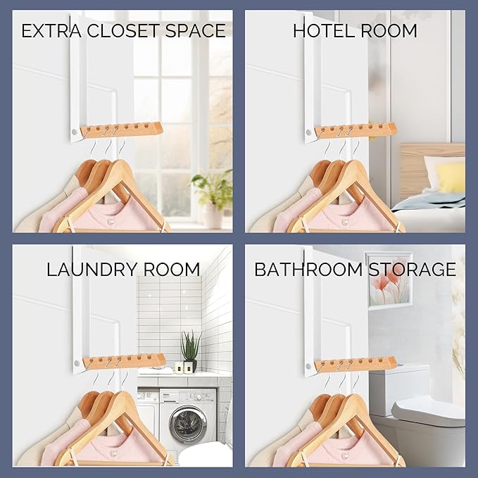Over The Door Coat Rack - Portable Foldable Laundry Hanger Dryer Rack - Ideal for Travel and Laundry Needs - Convenient Over The Door Hanger for Clothes and Laundry - 1PCS (White)