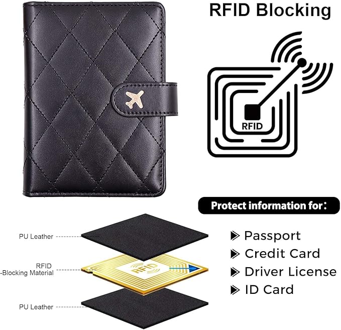 Melsbrinna Premium Leather Passport Holder Covers Case, Waterproof Rfid Blocking Travel Wallet Passport Holder with Pen Holder, Cute Passport Book for Women/Men