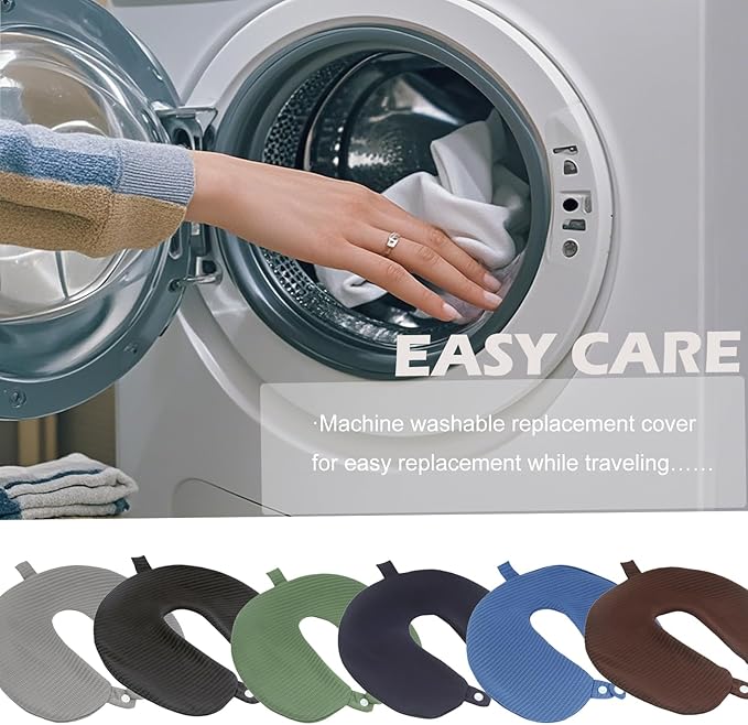 Travel Neck Pillow Cover, Neck Pillow Case with Zipper, Cooling, Pure, Soft and Smooh, Airplane Pillow Sleep Replacementt Washable (Only Pillow Covers, no Filler)