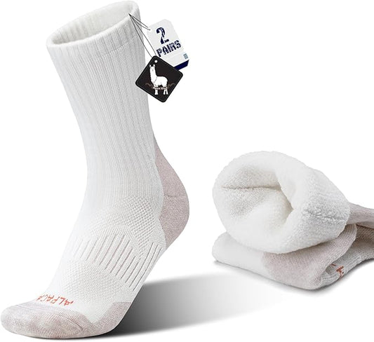 Alpaca Wool Hunting Socks 2 pairs for Men Women, Thermal Warm Compression Thick Winter Cushioned Hiking Boot Moisture Wicking