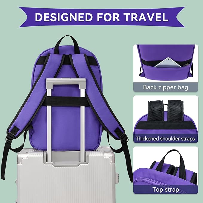 OMOUBOI Casual Daypacks Superbreak Backpack 14 inch Laptop Backpack for Women & Men Fits Tourism Business (Purple)