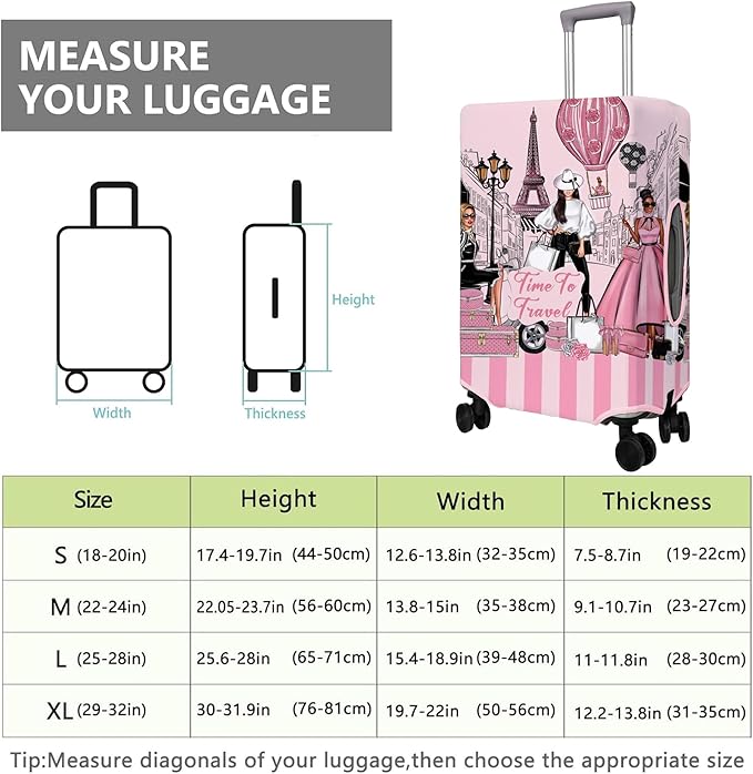 Travel Luggage Cover Suitcase Protector Fits 18-32 Inch Wheel Covers PatternedTravel Related Items Flower Luggage Protector Elastic L