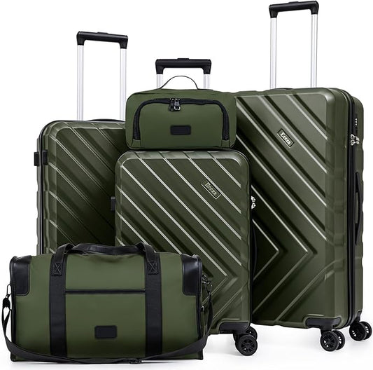 Luggage Sets 5 Piece, Suitcases with Wheels, ABS Hard Case Luggage with TSA Lock Spinner Wheels, Carry On Luggage Set(5 Piece Sets (20"/24"/28"/DB/TB))