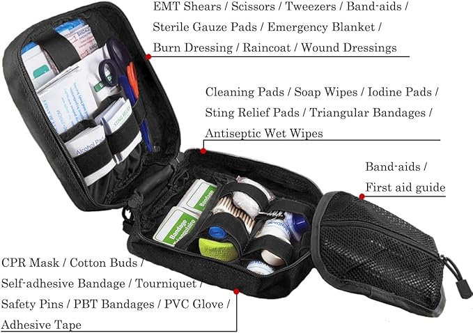 First Aid Kit Med Medical - Kit Rip-Off 180 pcs Water-Resistant Emergency Kit for Camping Hiking Home Outdoor Truck Vehicle Car Fishing Travel Biking