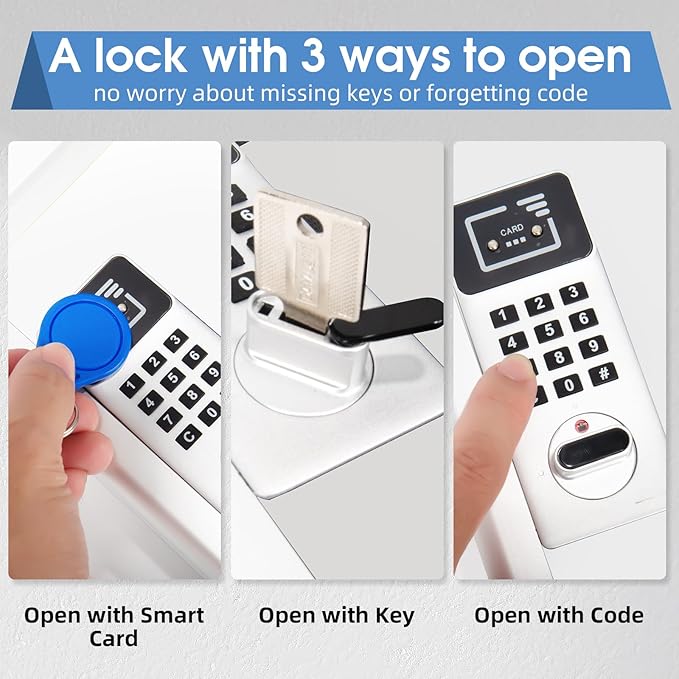 24 Slots Key Box Wall Mount with Code, Key Lock Box with Combination, Key Storage Box with Key Hooks & Tags & Lables, 8.45" x 2.55" x 13" (Silver-Code Lock, 24 Keys)