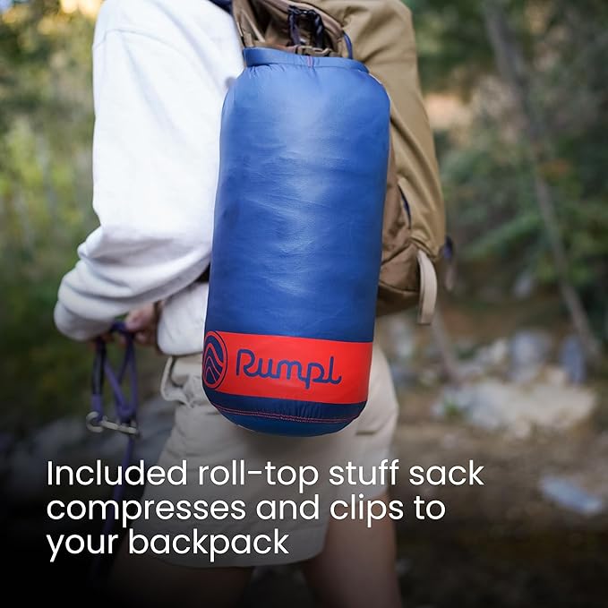 Rumpl Original Puffy Blanket - Warm, Water-Resistant Camping Blanket with 100% Recycled Synthetic Insulation, 52"x75", Original Puffy V2, Ocean Fade