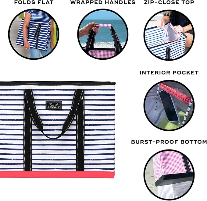 SCOUT 4 Boys Zip Tote XX-Large - Durable Lightweight Bag for Beach, Pool, Family Travel, Storage - Water-Resistant, Zips Shut