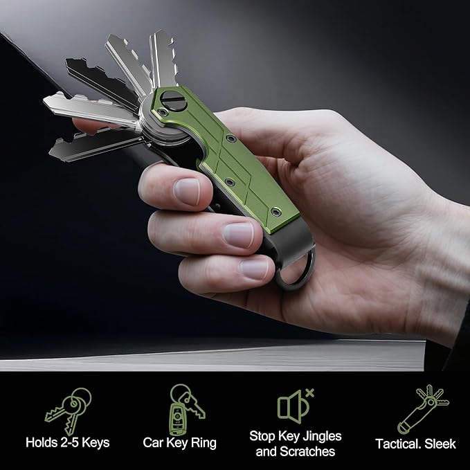 Key Organizer for Men Compact Key Holder Minimalist Key Case Metal Key Chain Key Holder for Keychain Secures 2-5 Keys