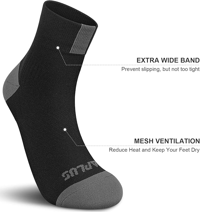 PAPLUS Ankle Compression Socks for Women 6 Pairs, Running Athletic Socks with Arch Support，Plantar Fasciitis Socks