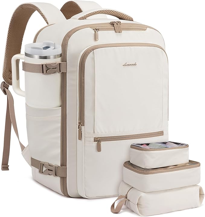 LOVEVOOK Travel Backpack for Women & Men, 40L Large Carry On Backpack Airline Approved, TSA Personal Item Weekender Bag, Water Resistant Laptop Backpack with 3 Packing Cubes for Travel Essentials