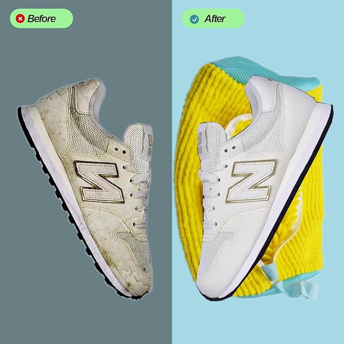 Shoe Washing Machine Bag, Sneaker Laundry Cleaning Bag for Washer and Dryer, 2pcs Yellow Shoe Wash Bags for Most Types and Sizes