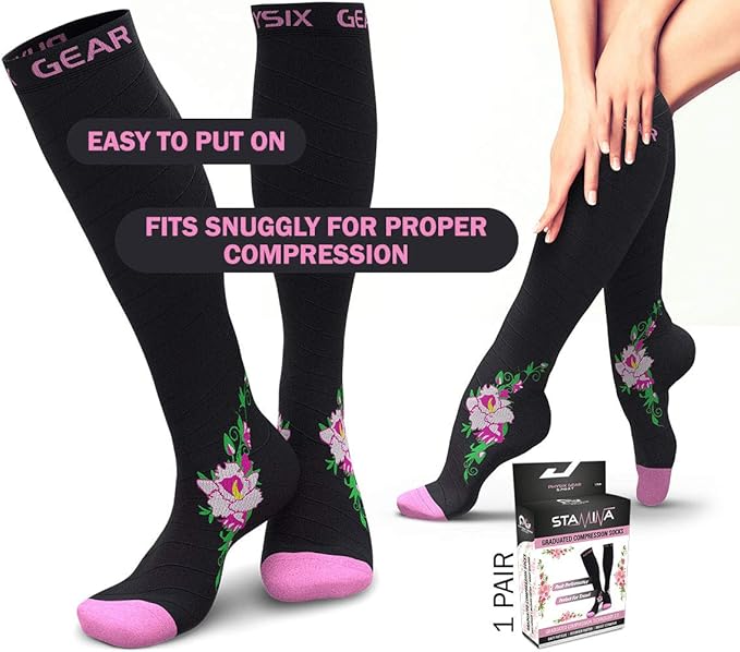 Physix Gear Compression Socks 20-30 mmHg - Men & Women - Running, Nurses, Shin Splints, Flight, Travel