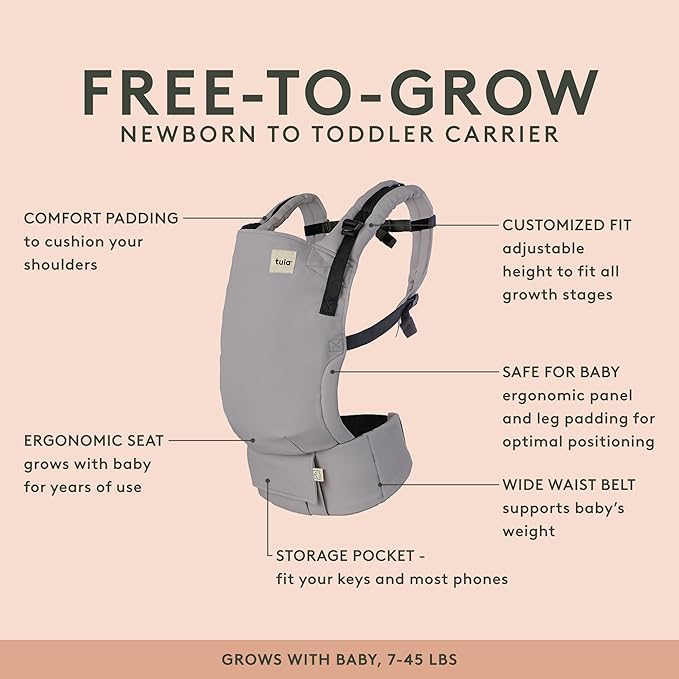 Baby Tula Cotton Free-to-Grow Baby Carrier - Adjustable, Comfortable, Newborn to Toddler Carrier - Ergonomic Fit for 7lbs to 45lbs - Back & Front Carry Options - Discover (Black/Stars)