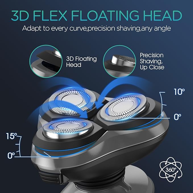 VOYOR Electric Razor for Men Cordless Shavers for Shaving with face sideburn Nose Ear Hair Rechargeable Wet Dry Waterproof TX410 New (New Version-Grey)