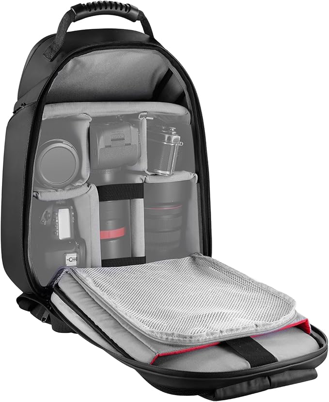 NEEWER BASICS Camera Bag for Photographer, Water Resistant Digital Cam Backpack Shockproof Large Case Compatible with Sony Canon Nikon DSLR Mirrorless Lenses Small Photography Accessories, PB26 Black