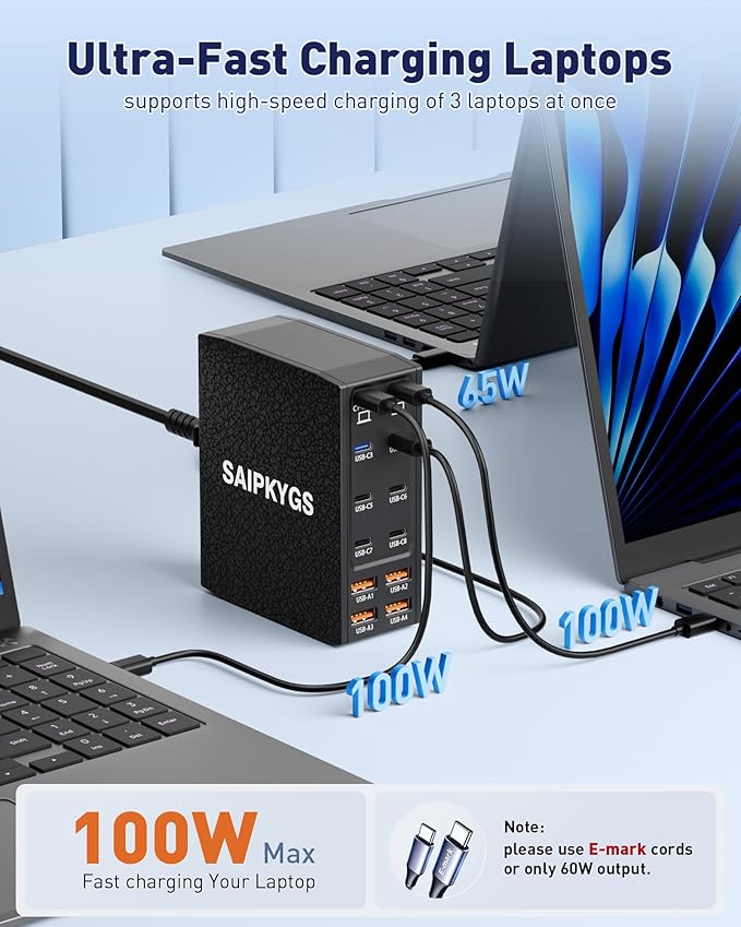 USB Charging Station (600W),12-Port USB C Charger Block with Dual 100W PD USB-C Fast Charging Station Hub for MacBook Pro/Air/All iPad Phone 17/16 15/14/13/Pro Max/Samsung Galaxy Note (Black)