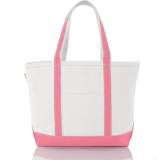 CB STATION Medium Classic Canvas Tote Bag for Women, Top Zipper Closure, Outer Pocket, Daily Essentials, Groceries, Traveling