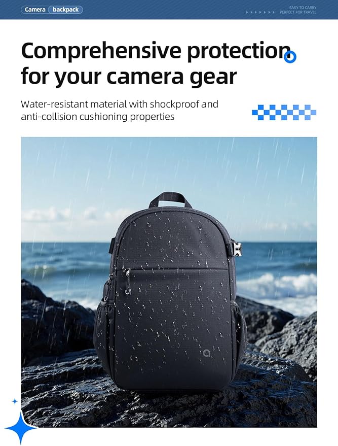 llano Compact Camera Backpack for DSLR/SLR/Mirrorless,Photography Bag with Laptop Slot (for 14" MacBook) & Tripod Holder, Ideal for Travel & Outdoor (for Canon, Nikon, Sony), Small, Black,10L Capacity