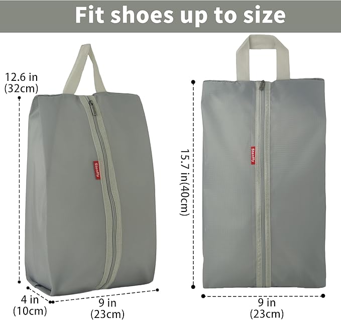 6pcs Portable Shoe Organizer, Travel Pouches with Zipper, Golf Shoe Bags, Clothes Bags, Soccer Cleats Bag Shoe Pouch for Gym, Waterproof, Odor-Resistant (Grey)
