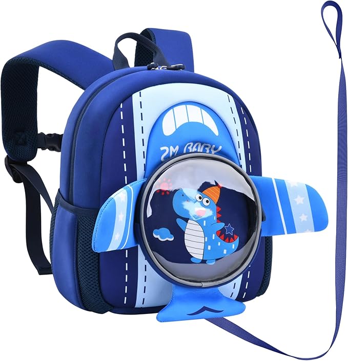 Padgene Toddler Harness Backpacks Safety Leash Kids Anti Lost Kindergarten Preschool Backpack Neoprene Lightweight Animal Schoolbag 3D Cartoon Dinasour Mini Travel Bag for Boys Girls