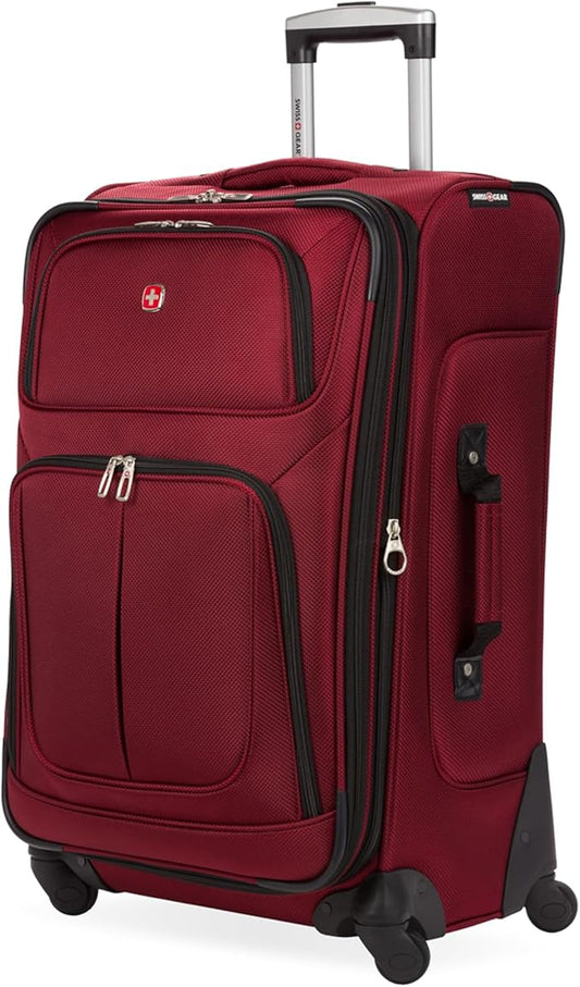 SwissGear Sion Softside Expandable Luggage, Burgundy, Checked-Medium 25-Inch