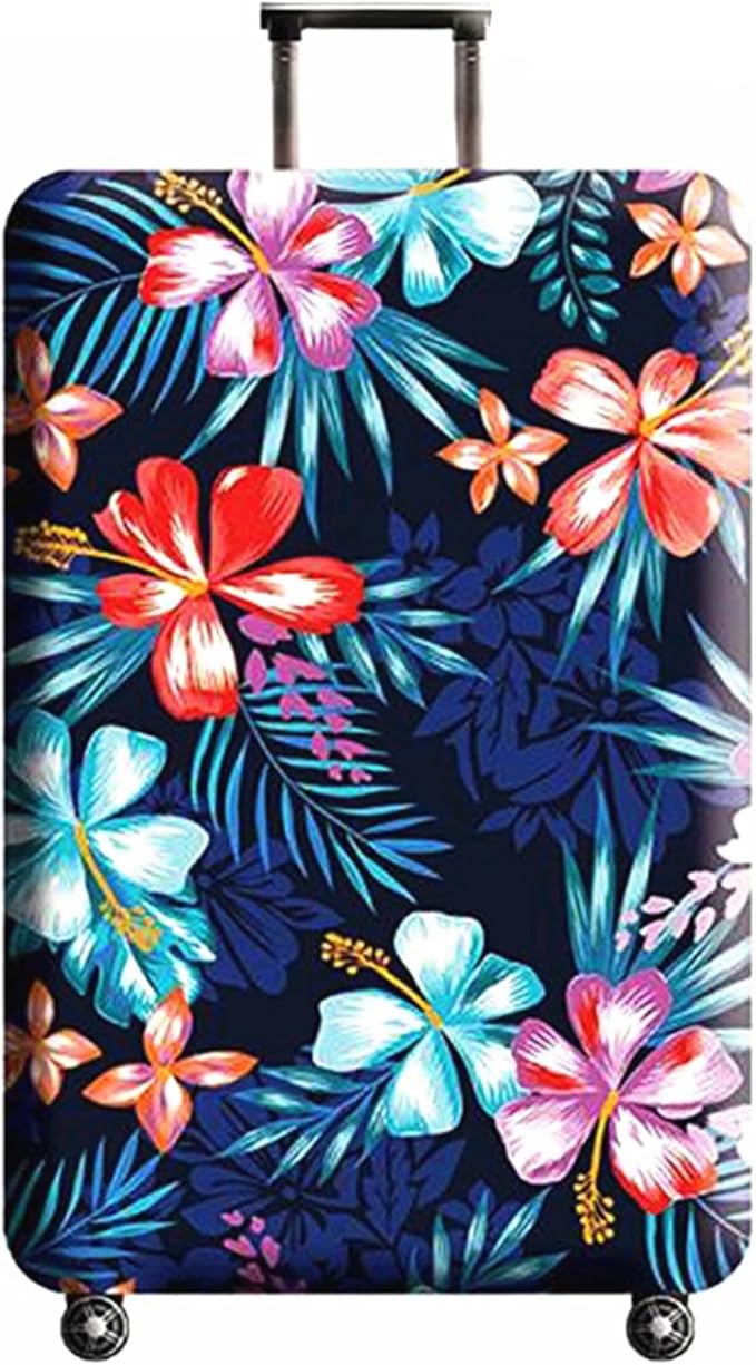 WUJIAONIAO Travel Luggage Cover Baggage Suitcase Cover Protector Skins 18-32 Inch (Flower, L (for 25-28 inch luggage))