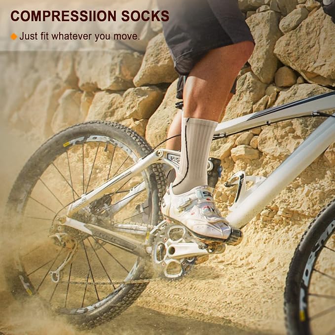 BULLIANT Compression Socks for Men 6Pairs, Athletic Crew Socks Cushioned For Men Sports Running-Arch Support