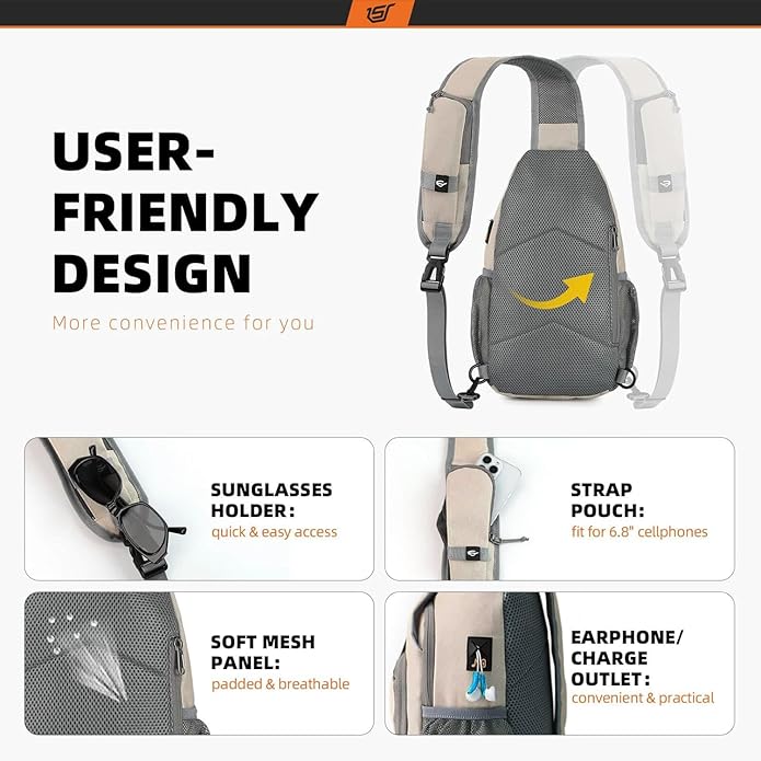 SKYSPER Sling Bag RFID Crossbody Sling Backpack Cross Body Shoulder Bag Travel Hiking Daypack for Women Men
