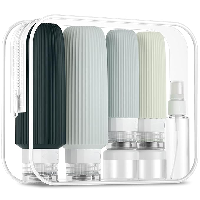 16 Pack Travel Bottles for Toiletries, Large 6oz Silicone Travel Containers jar for Toiletries, Leak Proof Refillable Liquid Shampoo And Conditioner Travel Essentials toiletry Bottles