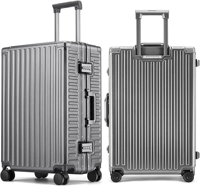 ROAMING Zipperless Luggage Airline Approved with Polycarbonate Aluminum Frame, Lightweight Hardside Luggage with Spinner Wheels, Metal Travel Luggage with Double TSA Locks, Carry On 20 Inch, gray