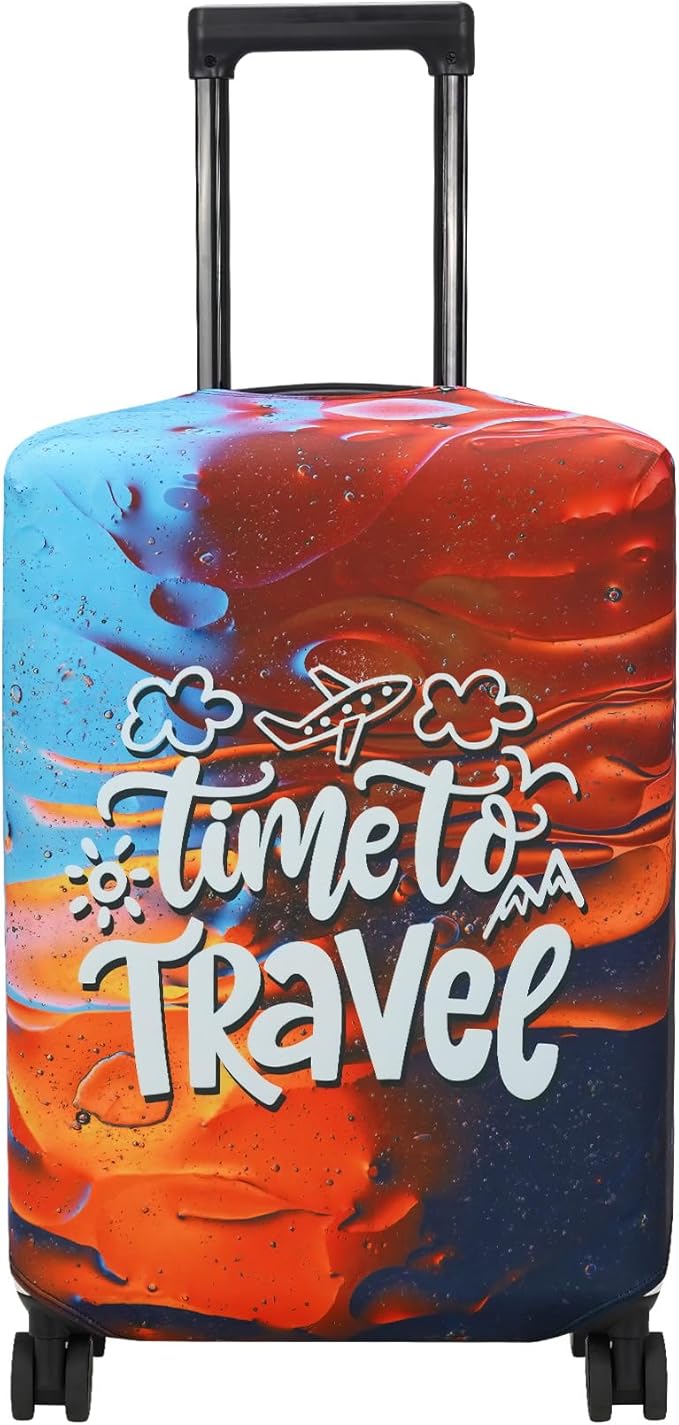 Explore Land Luggage Cover Suitcase Protector Fits 31-32 Inch Case (Time to Travel, XL)