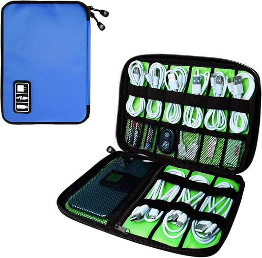Electronics Organizer Travel Case,Electronic Accessories Storage Bag,Portable Waterproof Cable Organizer Bag,Travel Cord Organizer Bags for Small Charging Cord Storage,SD Card-Royal Blue