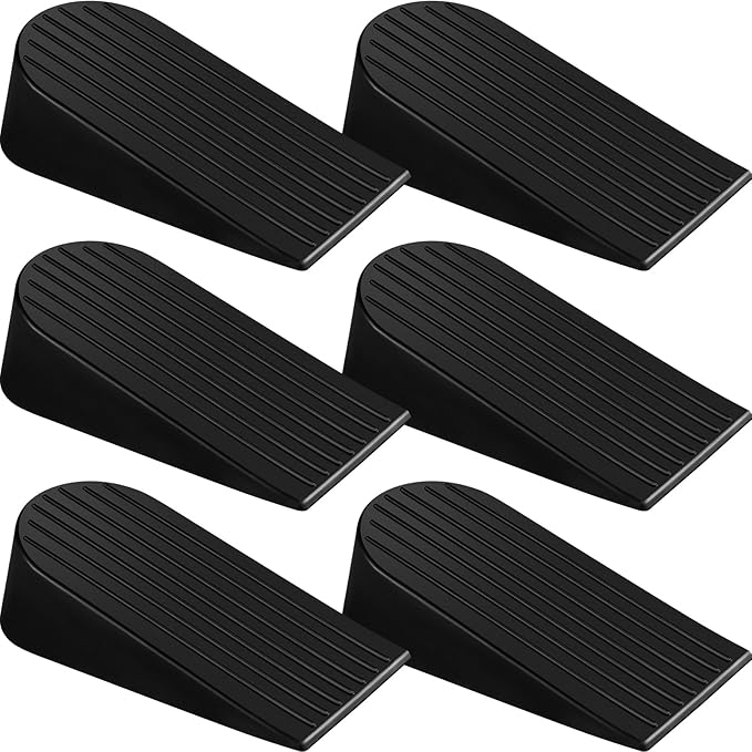 Frienda 6 Pack Large Door Stoppers Heavy Duty Rubber Stopper for Bottom of Door Wedge Stopper for Home Office (Black)