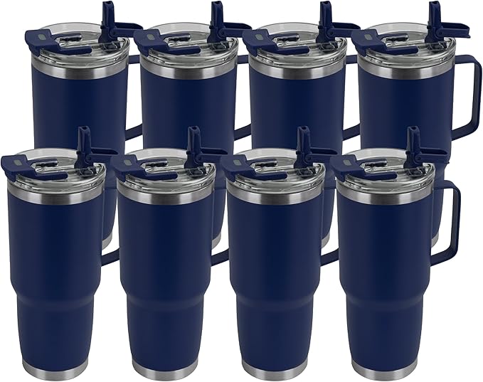 HASLE OUTFITTERS 30oz Tumbler Bulk with Handle, Insulated Travel Coffee Mug Set with Handle Leak-Proof Double Wall Stainless Steel Vacuum Tumblers Pack Metal Cup for Hot and Cold Drink