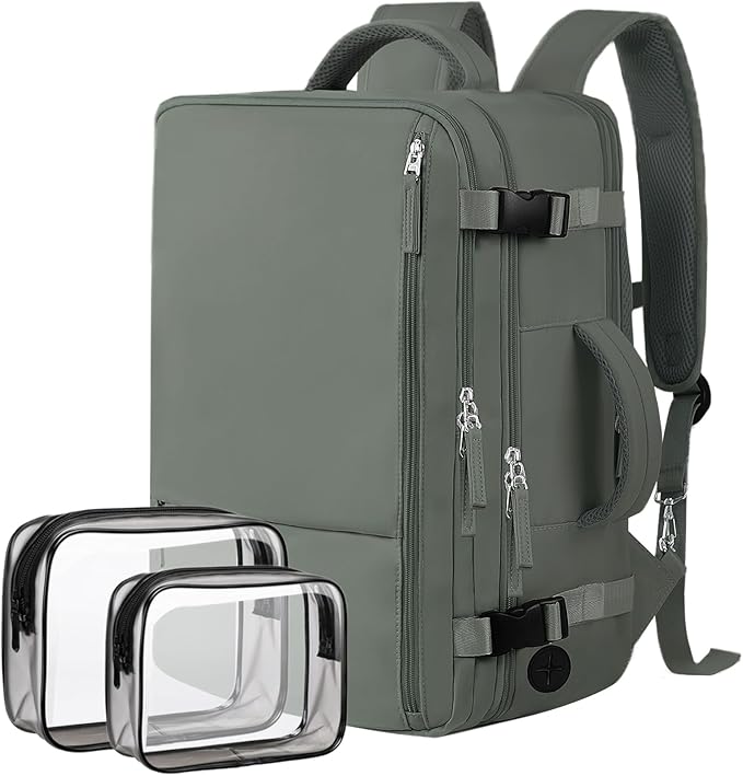 Hanples Women's Large 17.3 Inch Laptop Backpack, Olive Green, Waterproof, Suitable for Air Travel