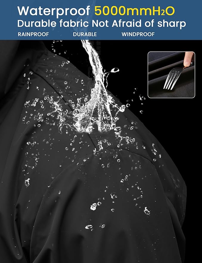 COOFANDY Men's Long Raincoat Ligtweight Rain Jacket Waterproof Outdoor Jackets with Hood