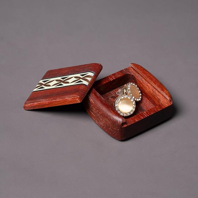 1pcs Handcrafted Wooden Pill Case for Purse - Elegant Rosewood Pill Box Organizer, Discreet Wallet-Size Storage for Medications, Jewelry & Essentials