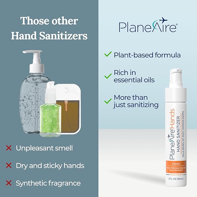 Orange Pineapple Gel Hand Sanitizer | Soothing, Moisturizing, Hydrating | Tropical Scent | Essential Oils, Green Tea Extract, Aloe, and Vegan Glycerin | TSA-Approved Travel Essential | 3-pack