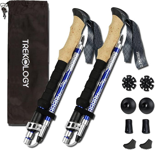 Trekology Trek-Z Collapsible Hiking & Trekking Poles - Balance Support for Seniors, Women, and Men, 2pc Per Set