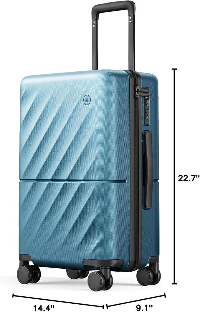 Carry On Suitcase, 20 Inch Carry-On Luggage with Double Spinner Wheels, Anti-Burst Zipper, Hard Case PC Suitcase Carry On, Lightweight Travel Luggage, TSA Approved (Topaz Blue, Hudson)