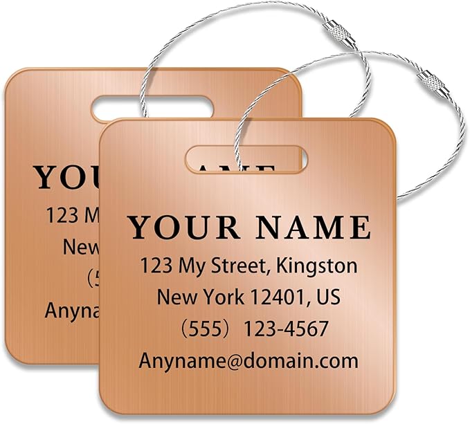 Personalized Luggage Tags for Suitcases (2/4/6/8 Pack) - Custom Engraved Metal Travel Tag, Customizable Pattern/Name/Text for Bags Backpacks Suitcases