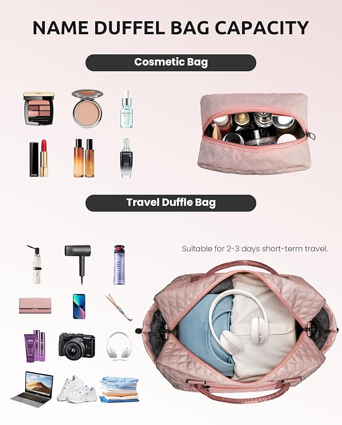 Gifts for Sister-Initial Duffle Bag with Shoe Compartment, Personalized Weekender Bag, Monogram Overnight Bag, Letter Travel Bag with Makeup Bag，Sister Friend Girlfriend Gifts (Letter N)