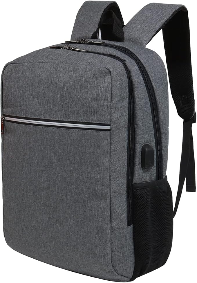Laptop Backpack for Men Women, Travel Business Backpack with USB Charging Port and Anti Theft Pocket, Fits 17 Inch Laptop,Grey