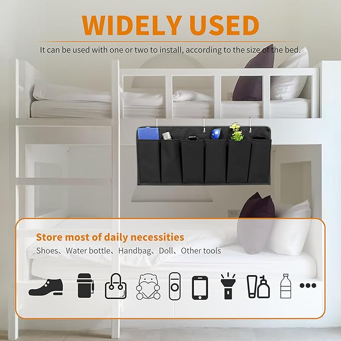 RV Shoe Pockets 6 Large Pockets Heavy Hanging Bedside Storage Organizer with Sturdy Hooks for Shoes, Toys and Tools